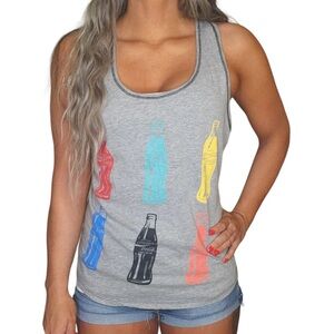 Coca Cola Women's Gray Tank Top with Multicolor Bottle Design, size XL